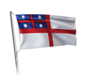 A flag featuring a red cross with blue fields and white stars, resembling the United Tribes flag. New Zealand flag designed by Flags Group Limited